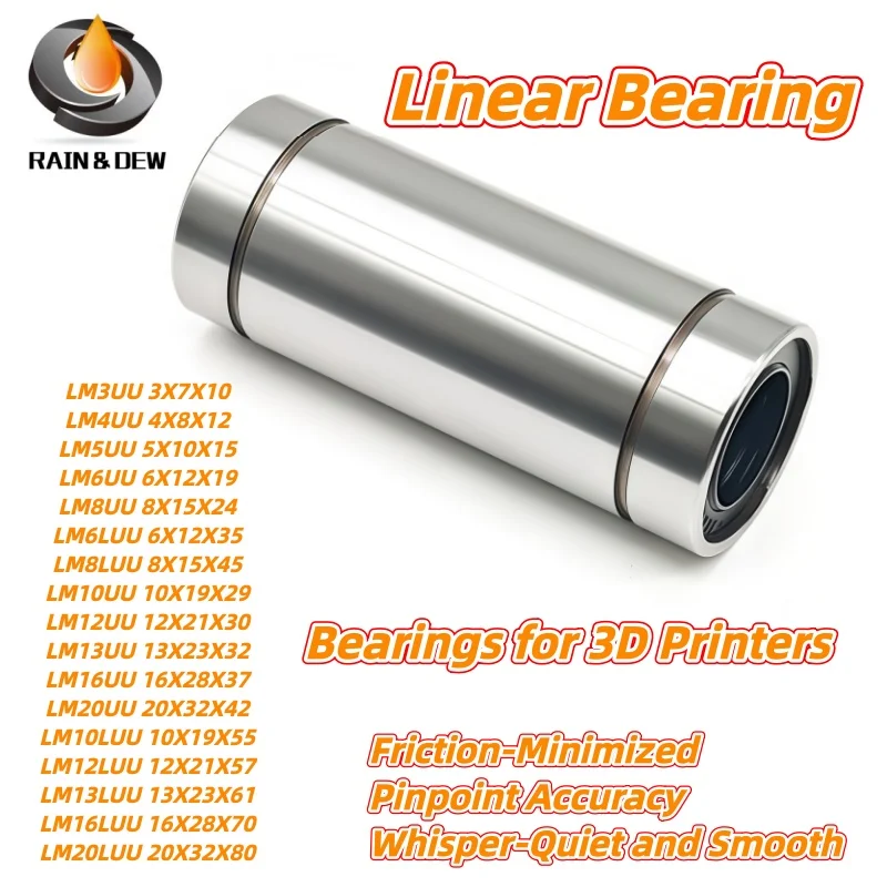 2P/4P/6P/8P/10P Linear Ball Bearings LM3UU LM6UU LM8UU LM10UU 3mm 4mm 5mm 6mm 8mm 10mm 12mm CNC 3D Printer Parts Linear Bearings