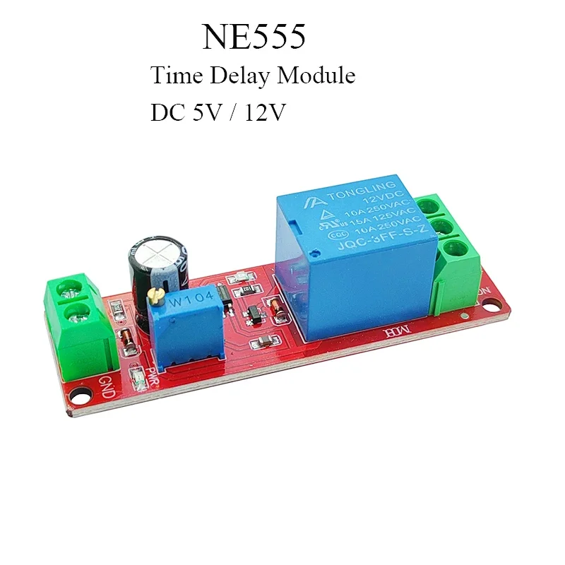 

NE555 DK555 Time Delay Relay Module 12V5V Circuit Timer Control Switch 1-10s Delay Adjustable Conduction Monostable Switch