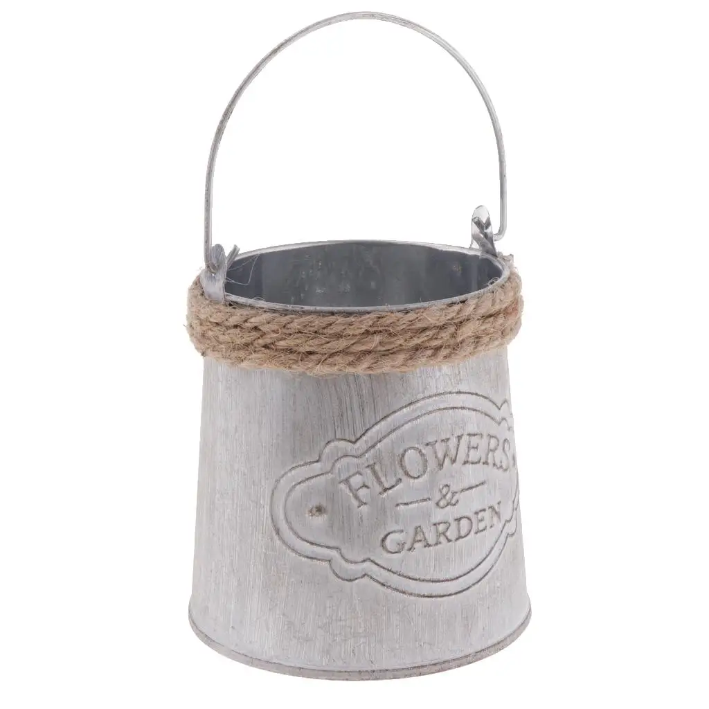 Metal Watering Can Planter Galvanized Iron Succulent Pot Tabletop Flower Vase for Yard and Balcony