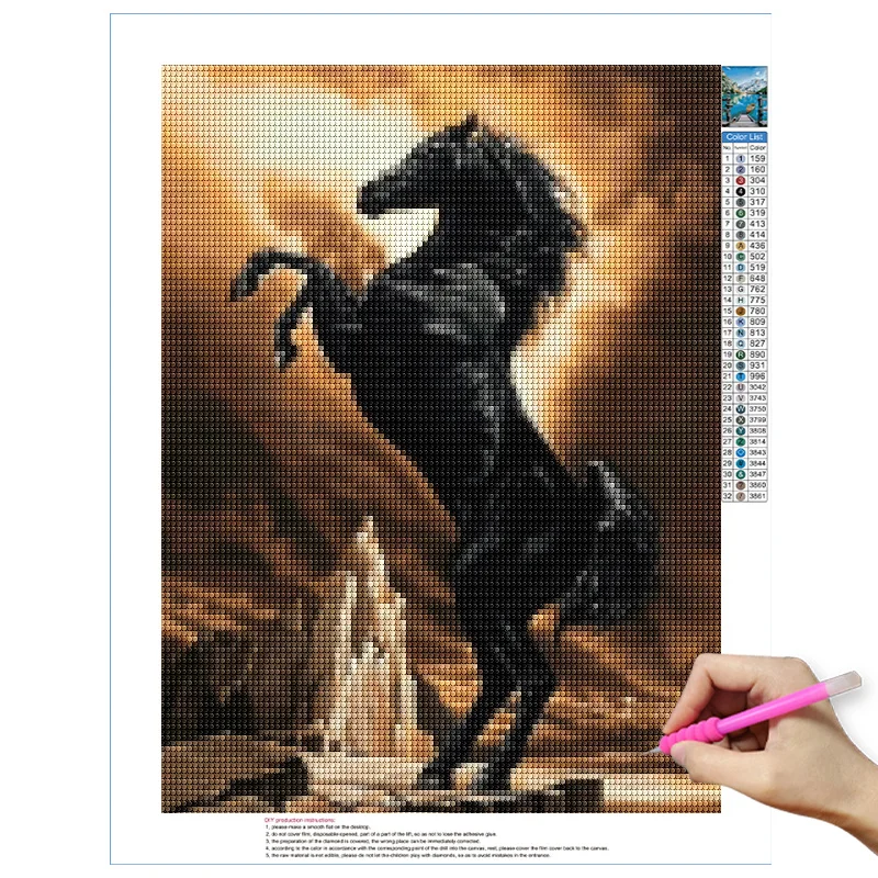 5D DIY Diamond Painting Horse Cross Stitch Kit Full Diamond Embroidery Painting Mosaic Art Rhinestone Home Decoration Pictures