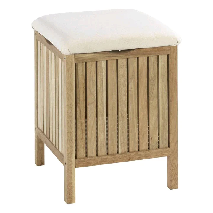 

！@Combohome Wood Laundry Hamper with Lid Bathroom Cabinets in Laundry Basket Bathroom Towel Basket with Seat