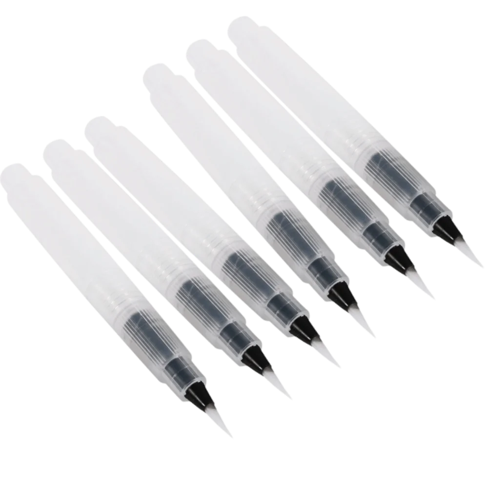 6pcs Water Soluble Water Brush Pens 12cm Length 3 Size Brush Tips Watercolor Brush Pen Set Refillable Watercolor Pens