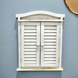 Vintage Retro Farmhouse Wall Decor Wood Window Mirror with Shutters