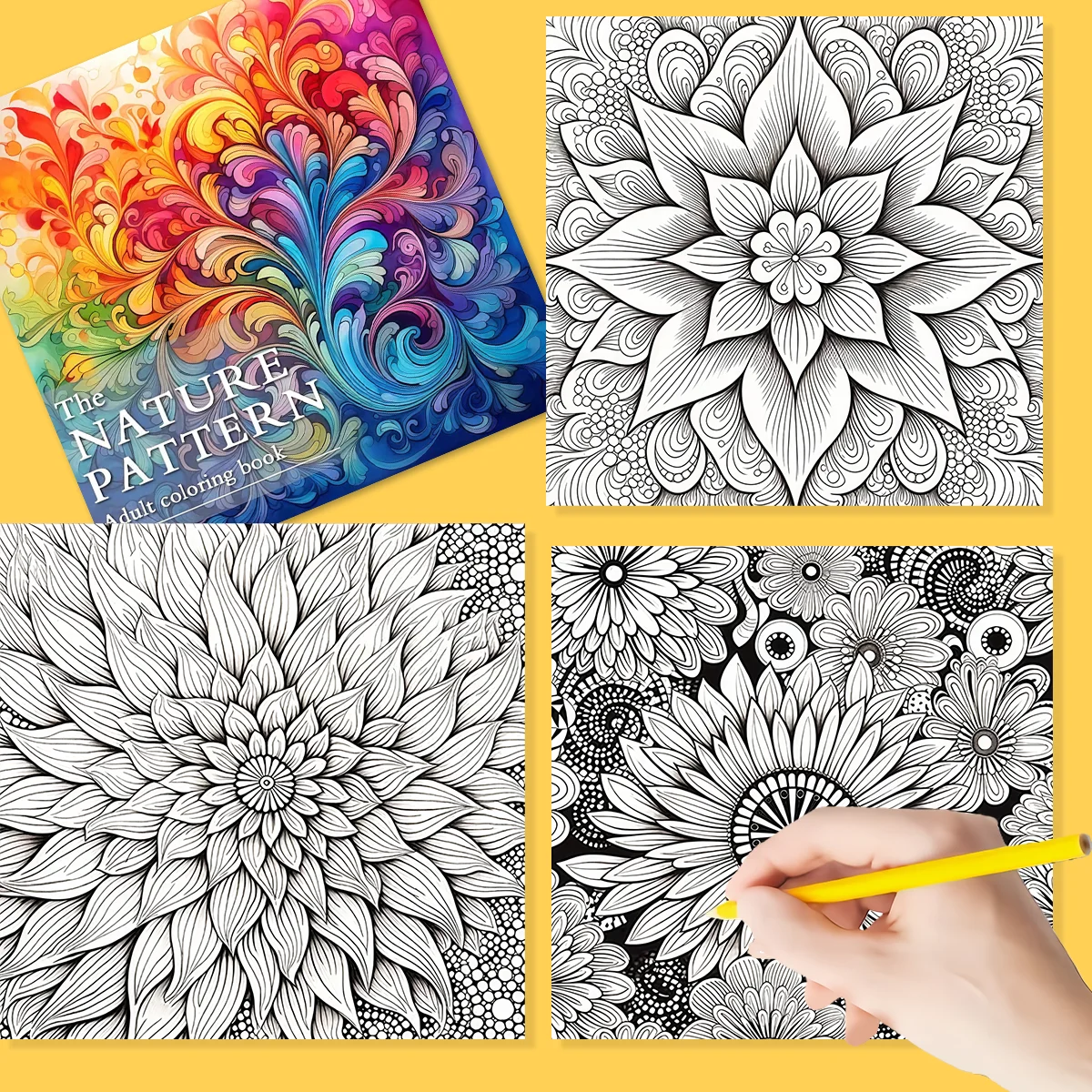 Nature Floral Mandala Pattern Coloring Book for Kids Teens Adults, Intricate Decorative Geometric Flower Design Drawing Activity Book, Thick No Bleed Paper Stress Relieving Art Workbook, Ideal Gift for Beginners & Pattern Art Enthusiasts