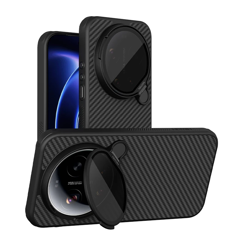

For Xiaomi Mi 17 Ultra 5G Magnetic Case Nillkin Magnetic Carbo Fiber Prop Camera Cover with Stand Protection Back Cover