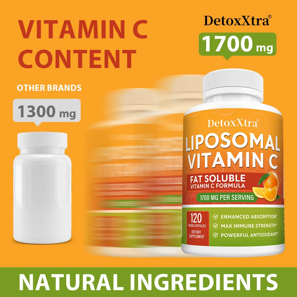 Liposomal Vitamin C 1700mg, High Absorption, Powerful Antioxidant, Supports Collagen Production, Immune & Skin Health