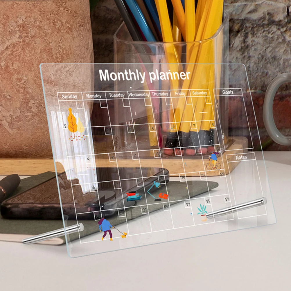 1Set Acryl Klar Bord Desktop Trocken Löschen Memo Schreibtafel für Home Office Schreibtisch Tabletop Multi-Funktion Transparent planer