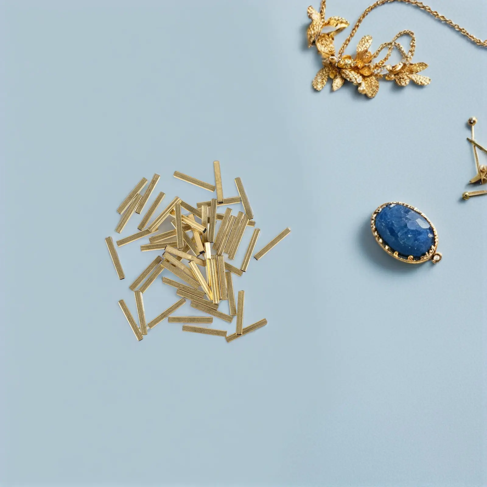 

100Pcs Hollow Square Brass Tube Beads Long Spacer Components for DIY Jewelry Making Crafts Macrame Pendant Necklace Bracelet