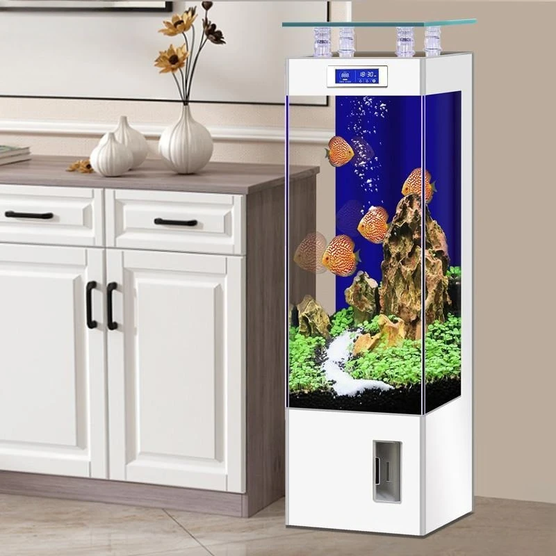 Household floor-to-ceiling goldfish tank ecological vertical aquarium smart fish tank living room small