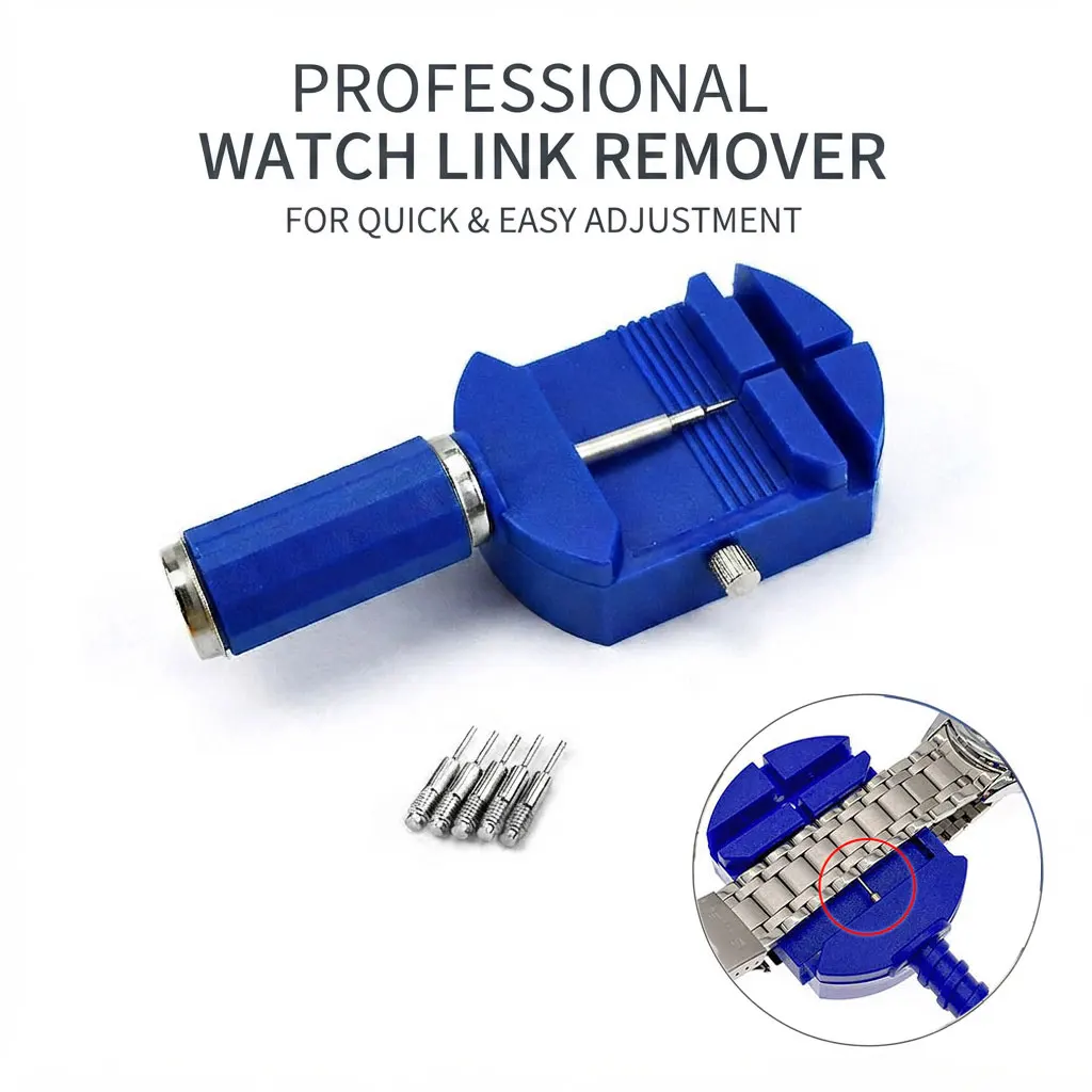 Watch Band Link Remover Adjuster Tool Professional Adjustable Strap Pin Removal Device With 5 Extra Pins For Daily Watch Repair