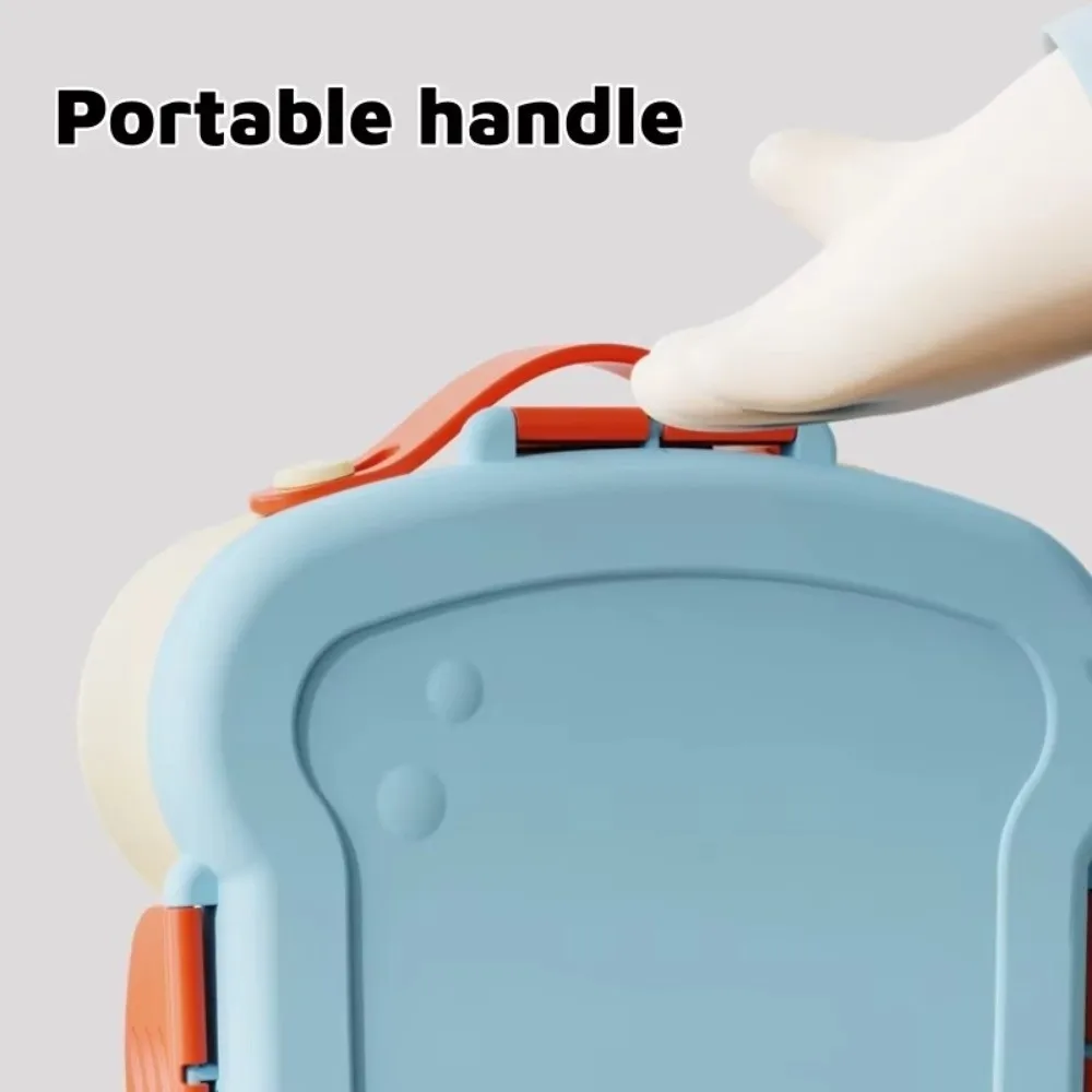 

900ml Children Lunch Box with Spoon Fork Microwavable Cartoon Toast Lunch Box Leak Proof Fresh Keeping Food Container Camping