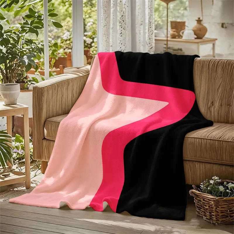 Pink Abstract Star Shape Flannel Blanket Warm Soft Halloween Christmas Decorative Couch Warm Cozy All-Season Gift