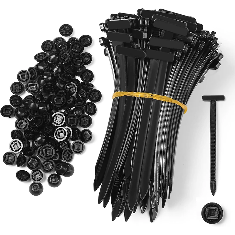 100 Pcs Nylon Universal Cable Tie Buckle New T Multifunctional Nylon Zip Ties with Pin Button Design Plastic Cable Fixion Tools