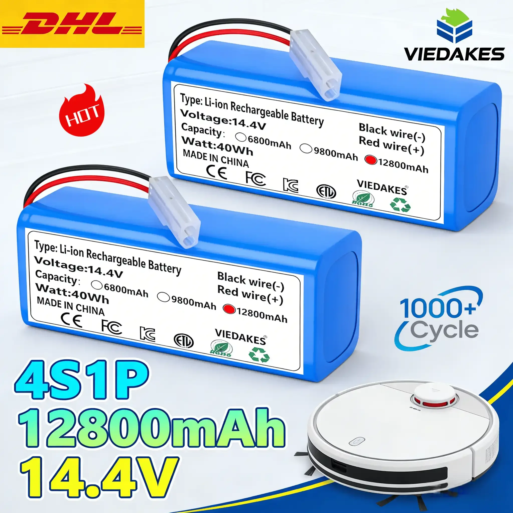 

VIEDAKES 14.4V 4S1P Battery For SKV4136GL MJSTG1 G1 H18650CH With Tamiya Connector