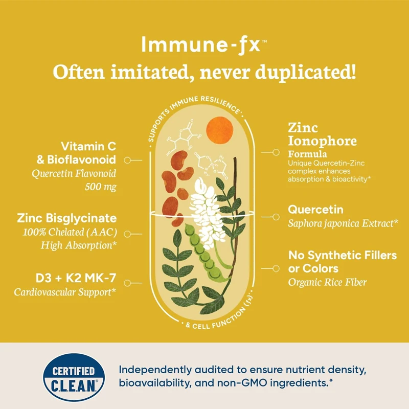 المساعدة البيولوجية-المساعدة للمساعدة البيولوجية®يحتوي Quercetin Fx المناعي على فيتامين C ، فيتامين C ، AAC Zinc ، K2 D3 ، فيتامينات ، غير معدلة ، 60 كبسولة نباتية