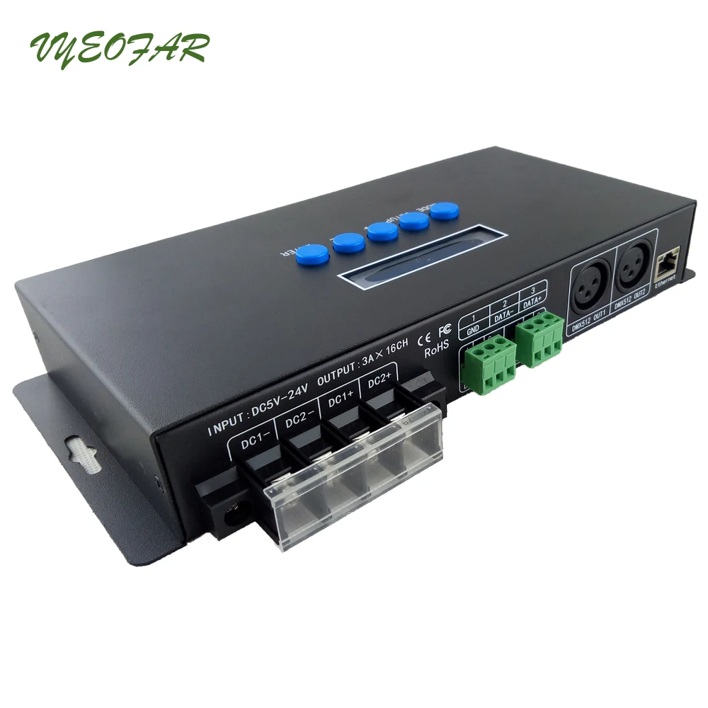 BC-216 Artnet Eternet to SPI/DMX Pixel Light Controller DC5-24V 16 Channels Output For 2811 2812 2801 Use SPI Led Controller