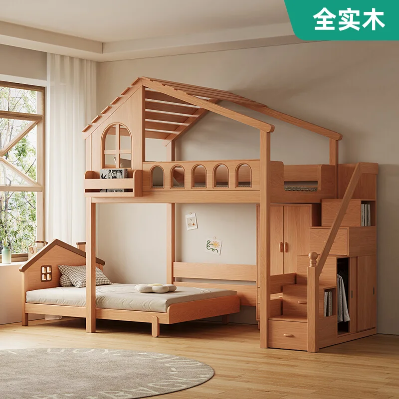 

All solid wood tree house children's be movable, high and low dislocation, uper apnd lowe, mother and child