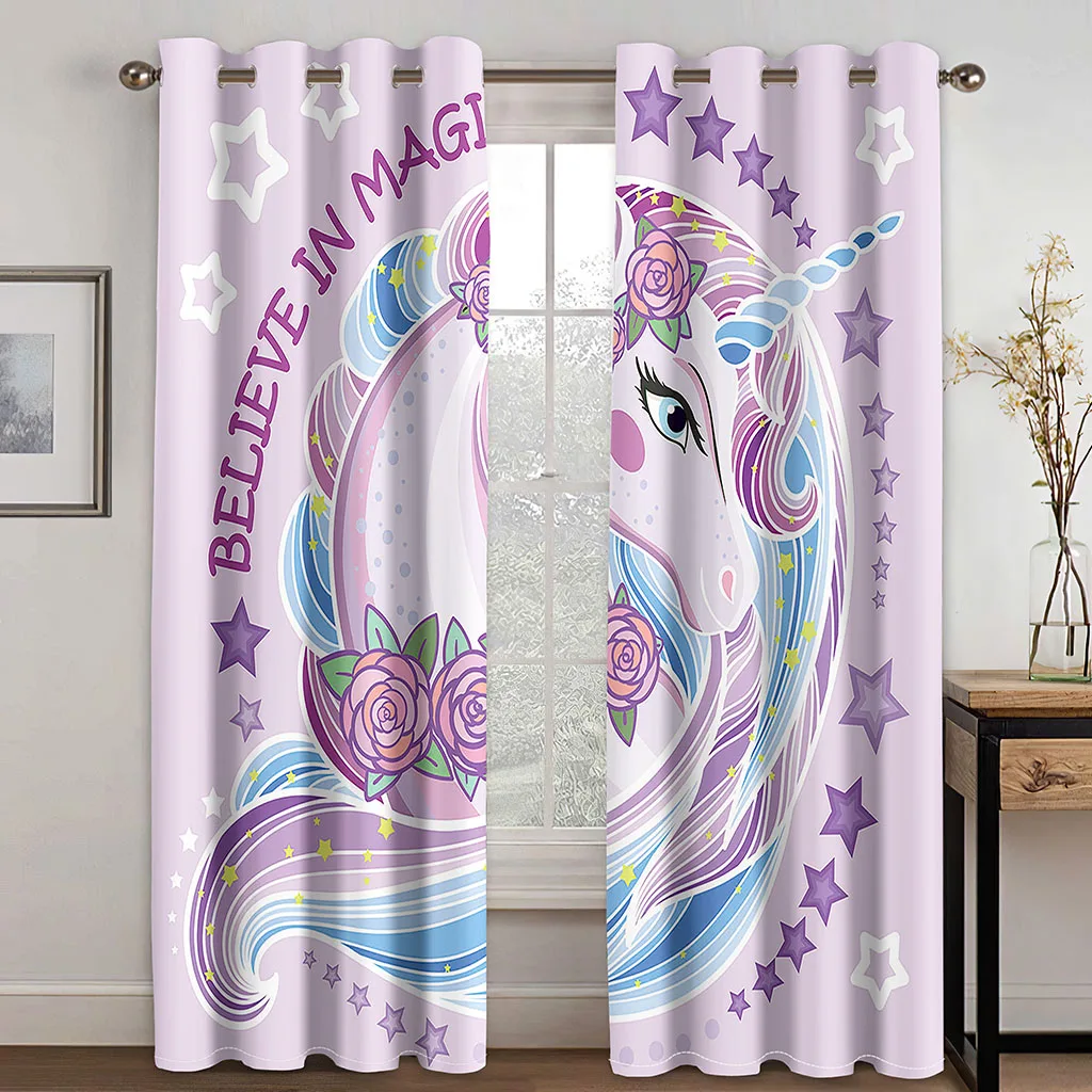 Dream Rainbow Horse tema 3D stampato ragazze camera da letto decorazione ombreggiatura panno soggiorno camera da letto balcone tende finite per la