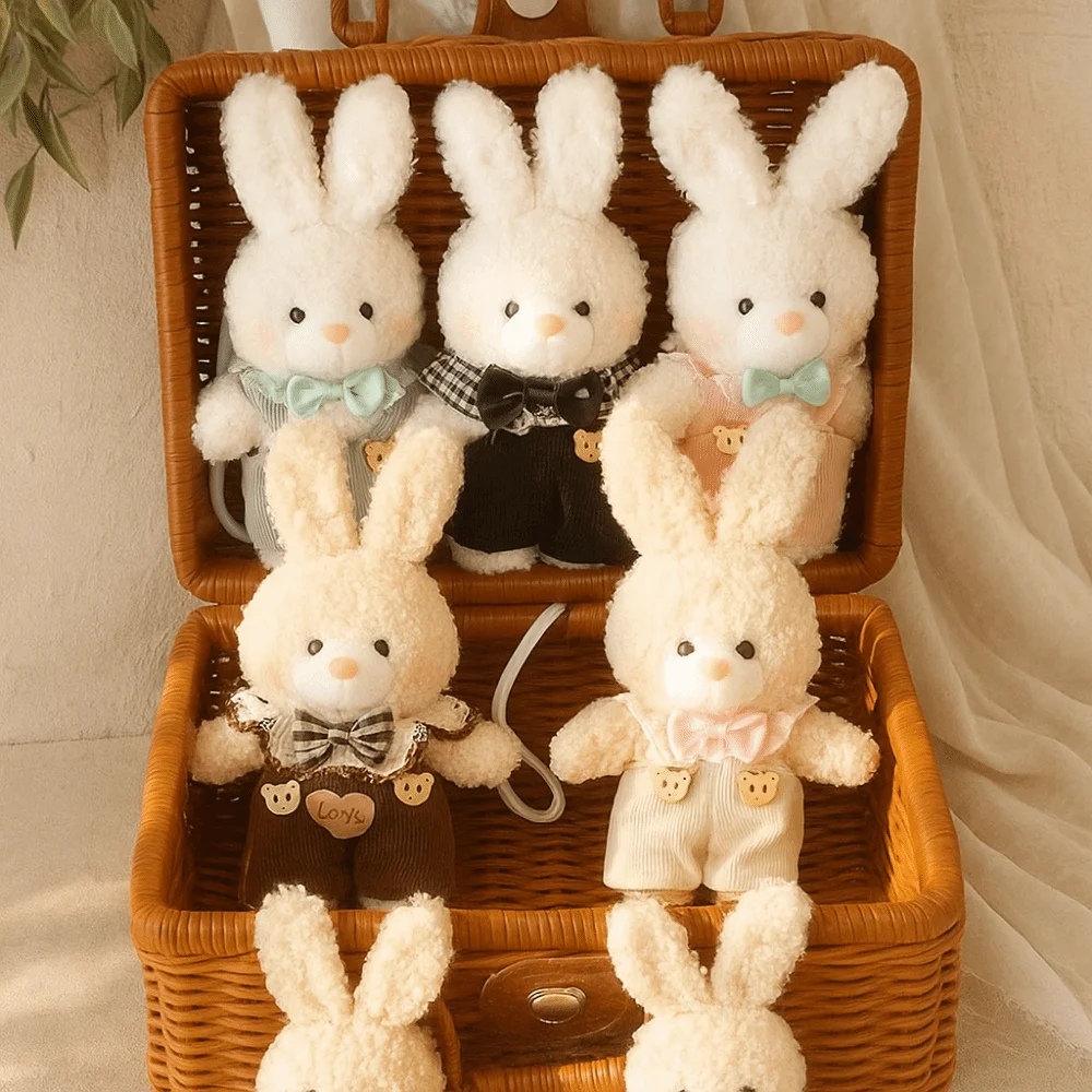 Fashionable Hanging Bear Plush Pendant Cute Soft Plush Doll Keychain 16cm Cartoon Plush Rabbit Key Ring Daily Use