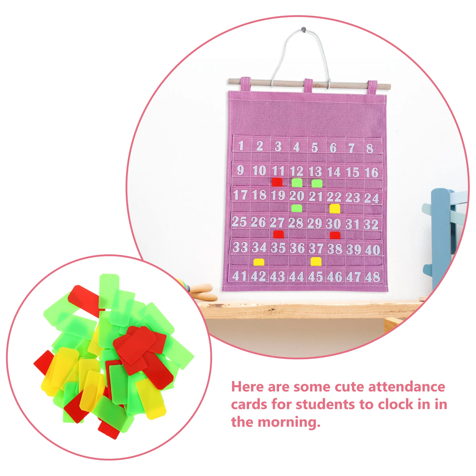 50Pcs Attendance Kindergarten Cards Colorful Time Cards for Classroom Attendance Chart for Student Organization Tool