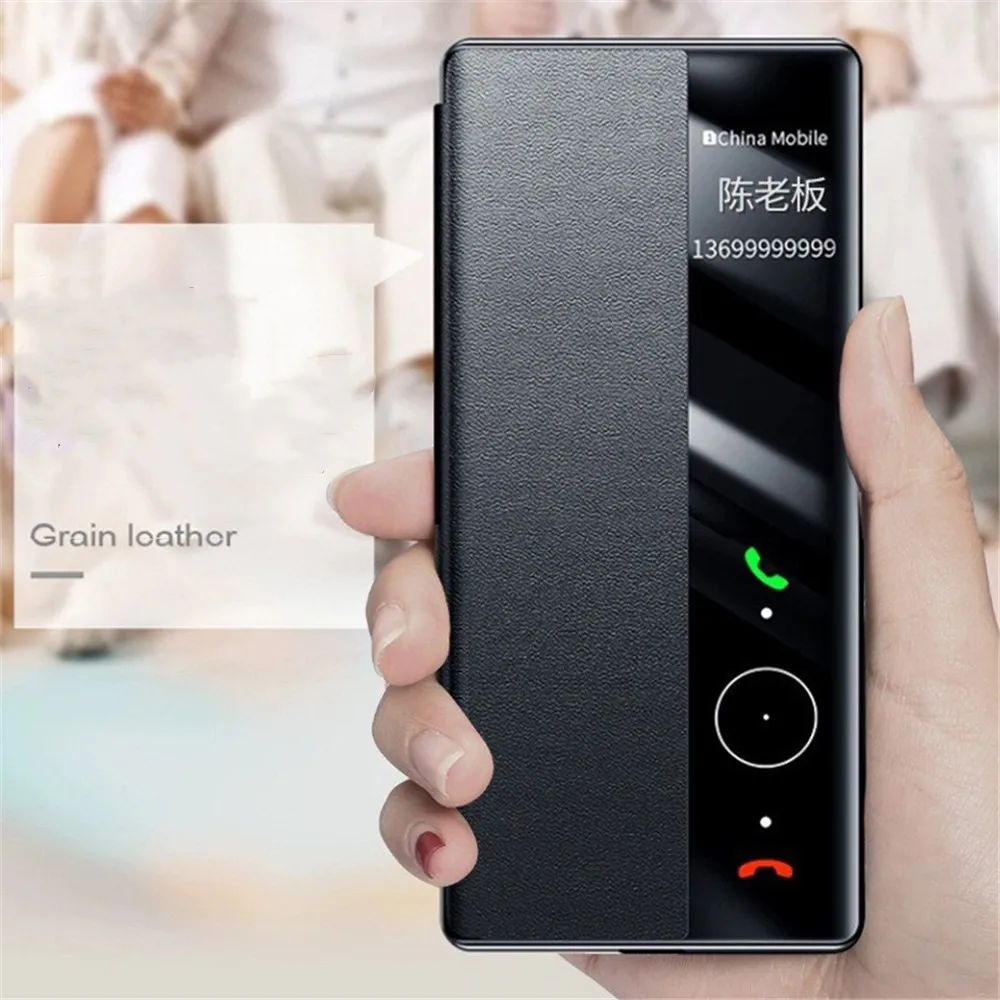 حافظة مغناطيسية فاخرة من جلد البقر لهاتف هواوي Mate70 Pro 70 RS غطاء عرض النافذة