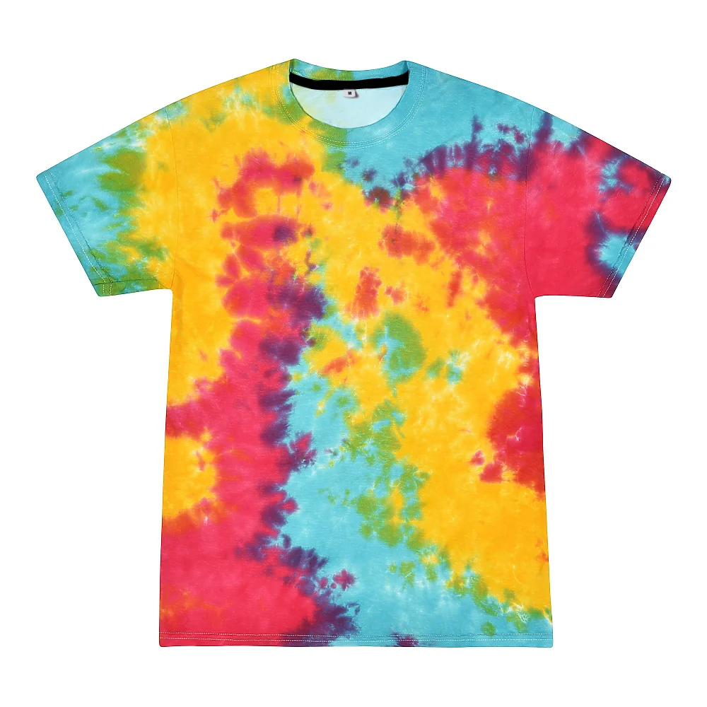 

100% Cotton High Quality Brand New Tie-Dye Printed T-Shirt Batik Rainbow 3D Print Oversized Tees Kids Fashion Unisex Casual Tops