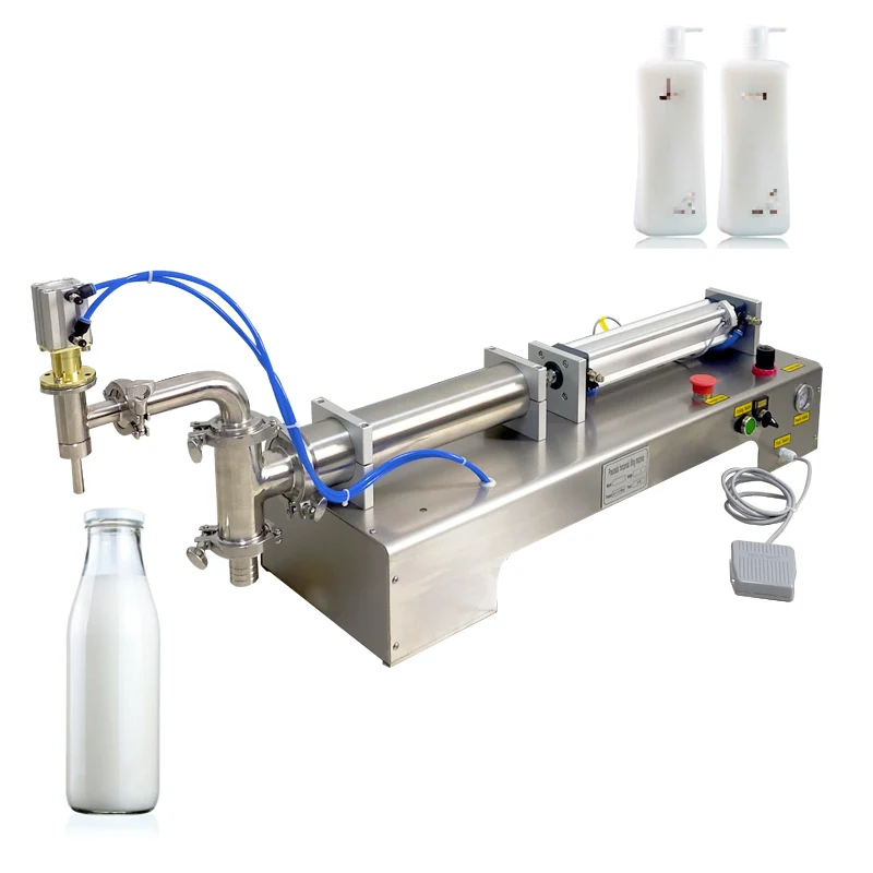 

Commercial Horizontal Pneumatic Liquid Wine Filling Machine Piston Beverage Filler Juice Packager