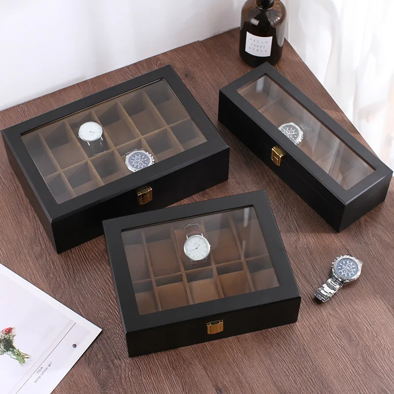 Wooden Watch Storage Box Mechanical Watch Collection Male Female Jewelry Glasses Display  Matte Spray Paint Watch Case Organizer