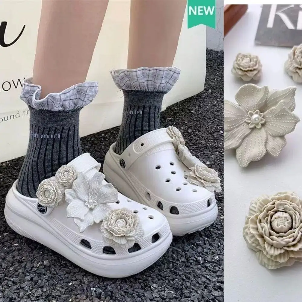 

Puff Flower Hole Shoe Shoe Charms Detachable High-End Feeling Decorative Flowers Shoe Buckle Decoration DIY Shoes Accessories