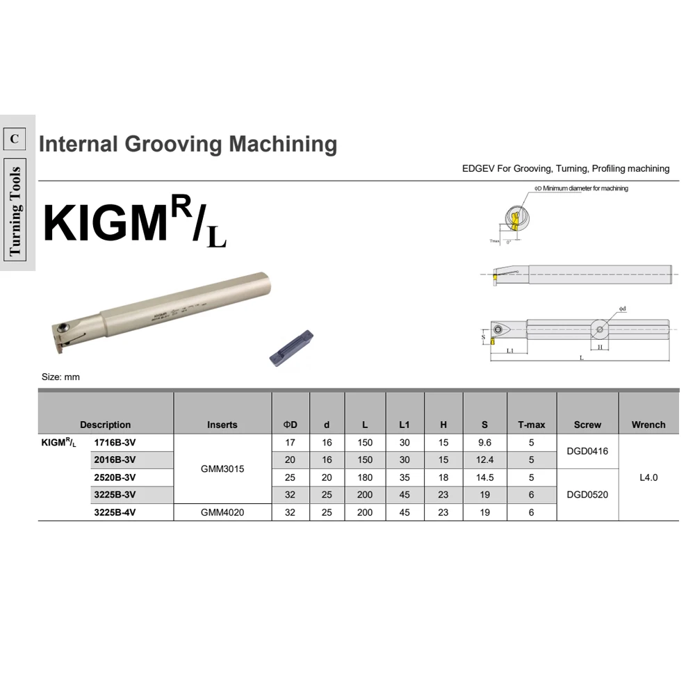 GMM3015 GMM4020 Держатель инструмента KIGMR1716 KIGMR2016 KIGMR2520 Резак с внутренней канавкой Токарный станок по металлу Вставки для обработки канавок Инструментальная планка