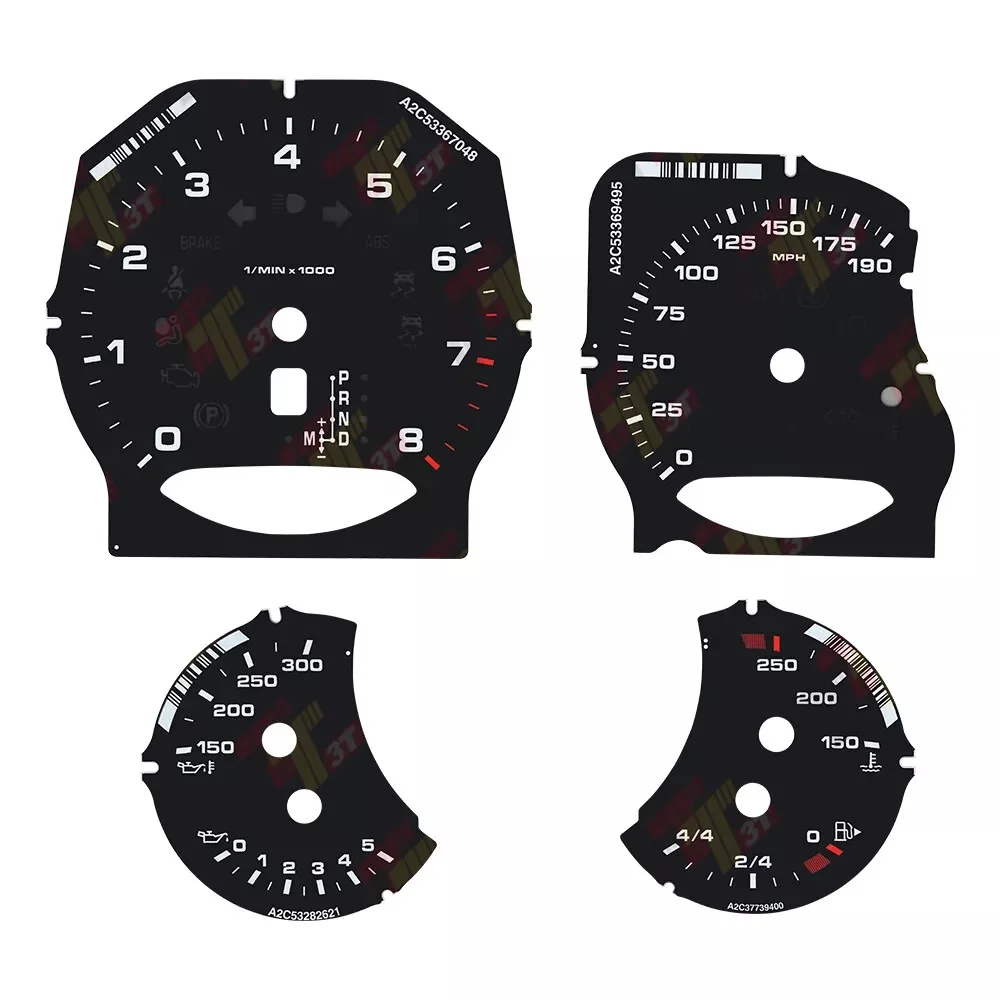 Instrument Cluster Gauge Face for Porsche 911 Carrera 991 Cayenne 958 Panamera 970 190MPH Black Dashboard