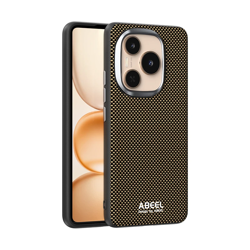 

For Honor Power Case Magsafe Slim Sturdy Shockproof Anti-Fall Alloy Lens Protection Carbon Fiber Style Leather Bumper Case Cover