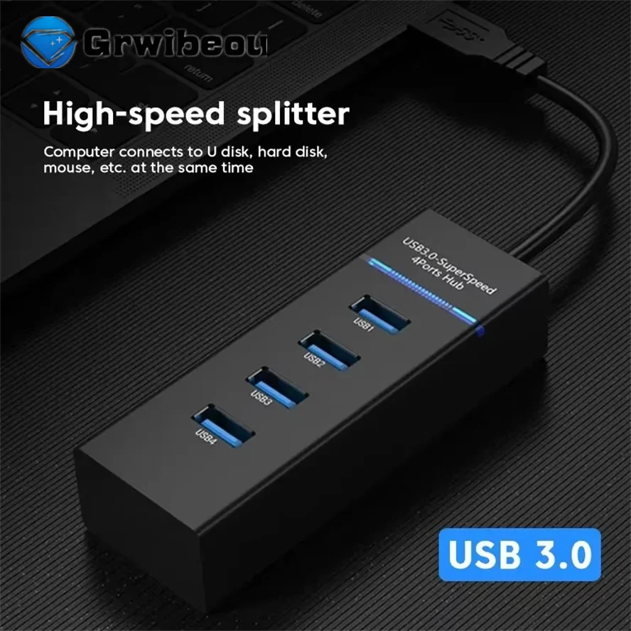 

4 Port Multi USB 3.0 HUB Power Adapter USB Splitter USB Hub 2.0 Multiple Expander High Speed For PC Laptop Computer Accessorie