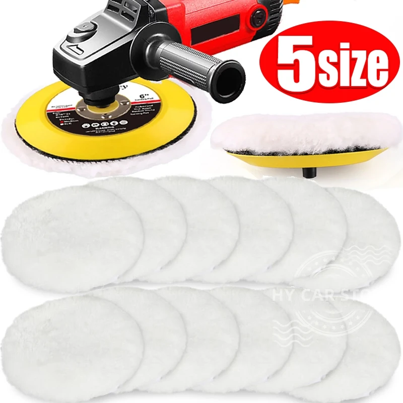 5 Sizes 75-180mm Wool Polishing Disc Waxing Polishing Buffing Car Paint Care Polisher Pads for Car Auto Washing Accessories