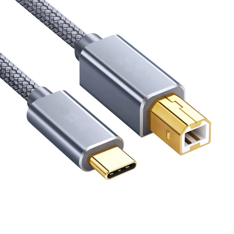 Durable USB‑C to USB‑B 2.0 Nylon Braided Gold‑plated High Speed Printer Cable for Printer Scanner Laptop Computer