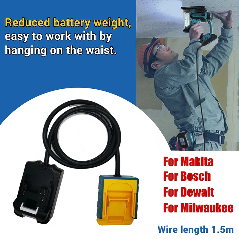 Portable Battery Extension Cord Tool for Makita 18v Lithium Battery Adapter for Dewalt 18v 20v Max for Bosch for Milwaukee 18V