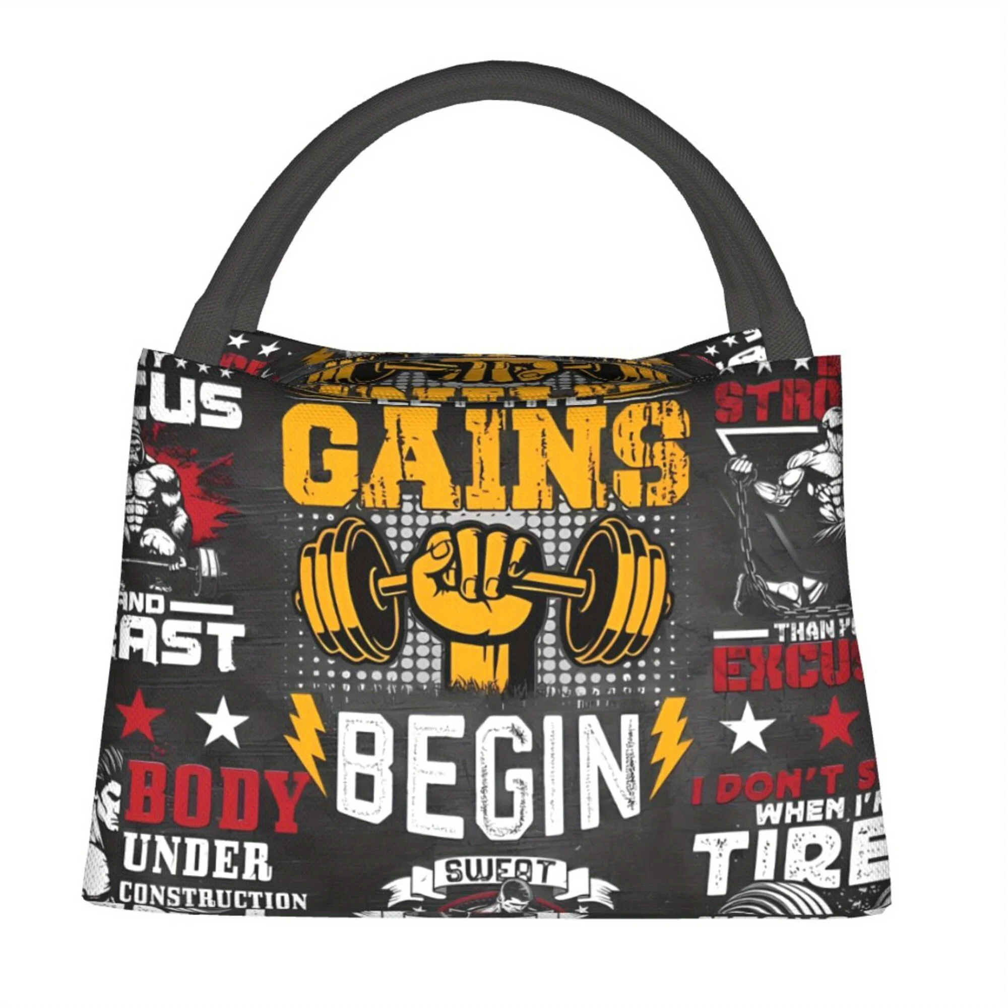 

1pc Merry Christmas, Weightlifting Barbell Pattern, Portable Reusable Cooler Bag, Cooler Bag, Insulated Lunch Bag Site