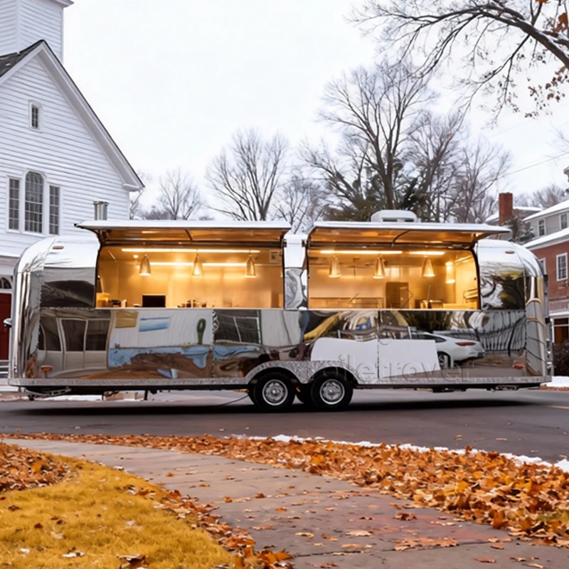 Multifunctional Outdoor Mobile Food Truck Trailer Remorque Food Truck Fast Food Trailer with Full Kitchen Equipment