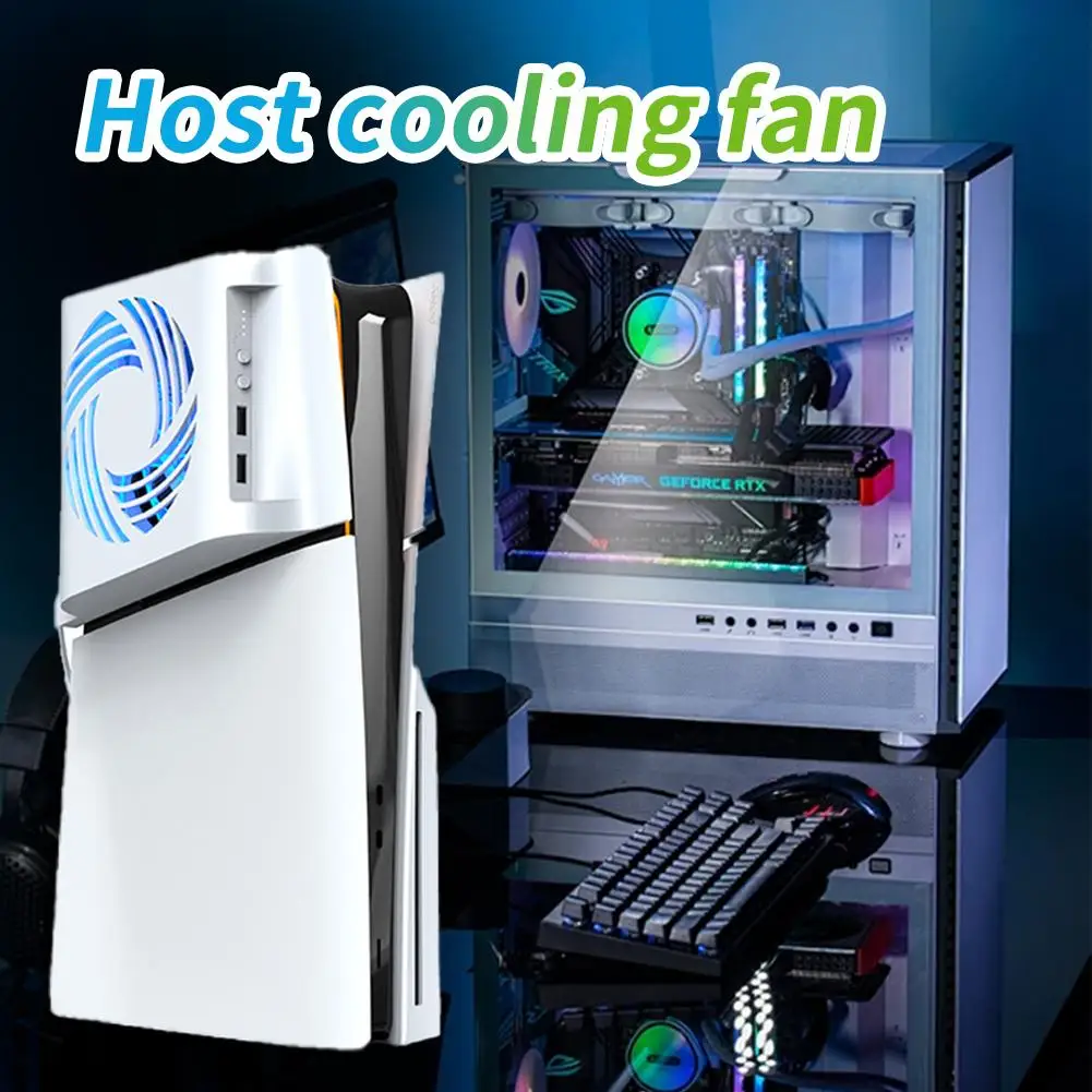 

For Ps5 Slim Console External Host Cooling Fan Rgb Cooling Host Side Cooler For Playstation5 Slim Accessories Q0k3