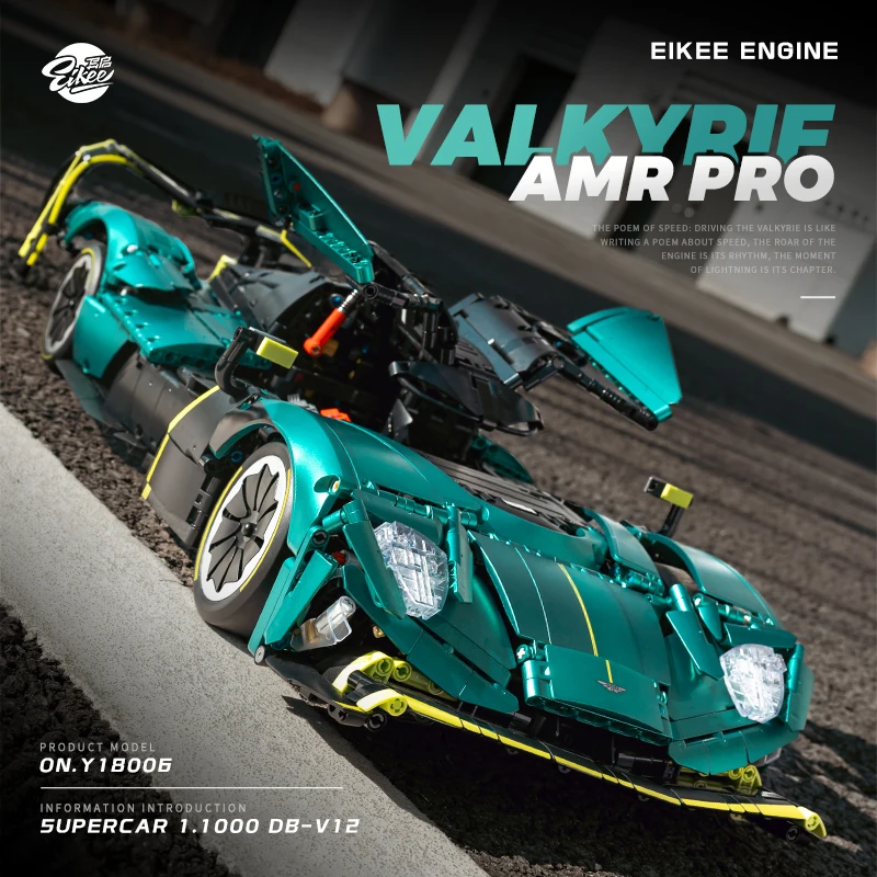 Technic MOC 1:8 Aston Martin Valkyrie AMR Pro Supercar V12 Gift 3868 PCS