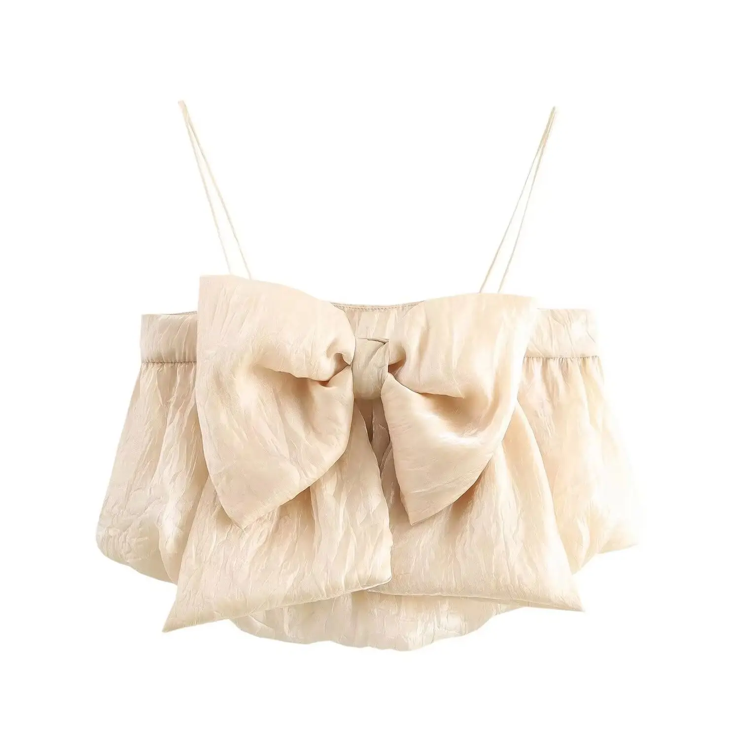 

KONDALA 2024 Chic Sweetheart Beige Bow Sexy Strap Tops Fashion 2024 Night Party Club Sweet Y2K Women Fairycore Autumn Camis