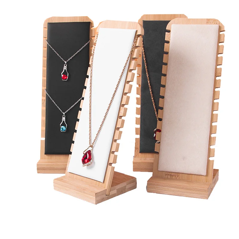 Wooden Multiple Pendants Easel Showcase Display Fashion Bamboo Jewelry Display Stand Necklace Display Stand Holder for Necklaces