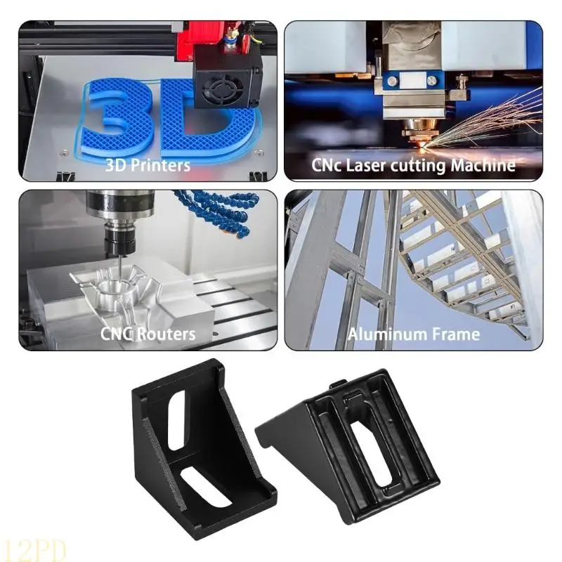 12PD Resilient Metal Profile Fasteners 90 Degree Connection Supports For 3D Printer Structures Cabinet Strengthening Building