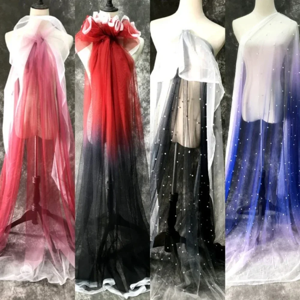 

Темно-синяя сетчатая ткань с эффектом радужного градиента и перламутровым отливом для пошива платьев, оптовая продажа, материал для рукоделия, продажа на метры