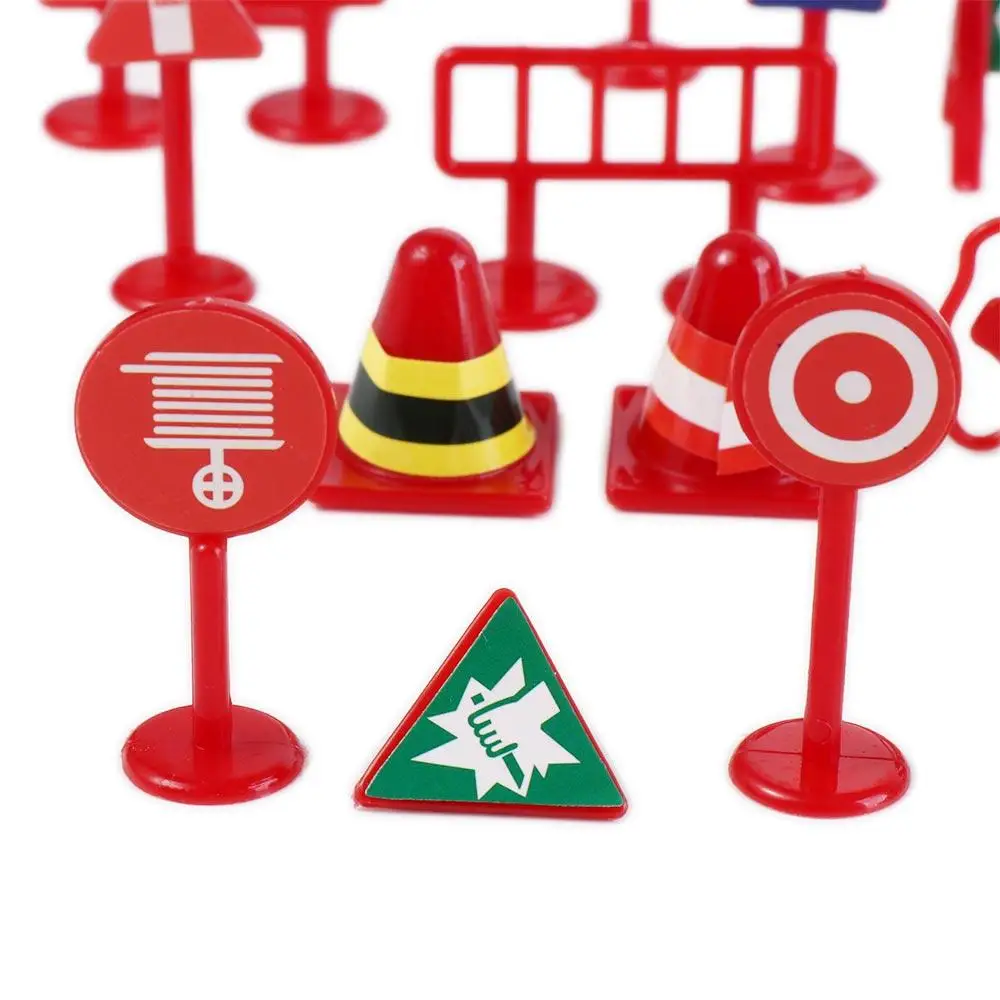 Childern Parking Lot Traffic Sign Models Educational Roadmap Traffic Barrier Signs Mini Road Block Street Sign Cones Kids Toy