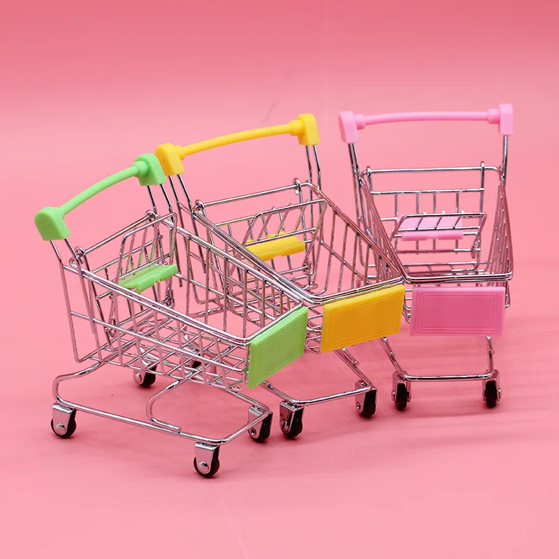 Mini Supermarket Shopping Cart Children's Home Toys Can Store Small Ornaments Small Snacks Kids Pretend Play Groceries Toys