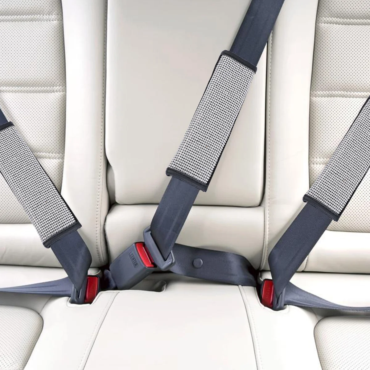 

2Pcs Safety Shoulder Pads Rhinestone Crystal Decorated PU Safety Belt Shoulder Pads Car Accessories Comfortable Driving