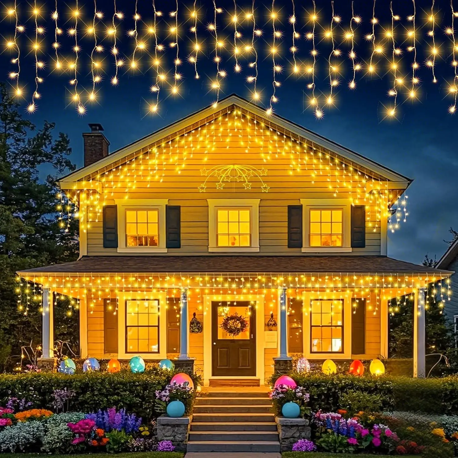

Outdoor Christmas Icicle Light 100LED 8 Modes Waterproof Plug Connection String Light Suitable for Courtyard Party Decoration
