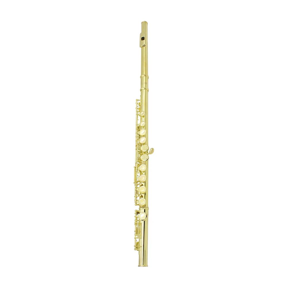 SLADE 16 Holes Add The E Key Flute Brass Bady Gold Flute Instrument With Leather Box Case Screwdriver Cleaning Cloth Accessories