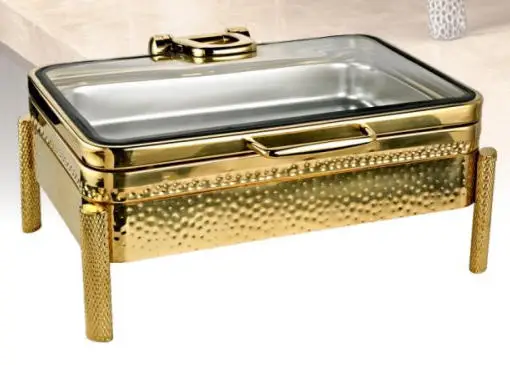 Catering Supplies Arabic Rectangle Gold Chafing Dish Hammered 9L Chafing Dish Buffet Set Ramadan
